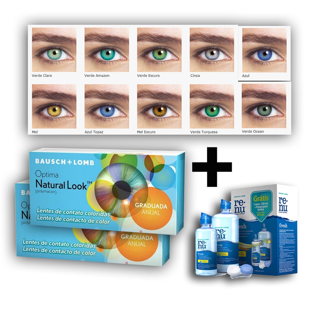 Lente De Contato Colorida Natural Look COM GRAU - MIOIPIA -  USO ANUAL + RENU FRESH 475ML em Oferta na Shopee