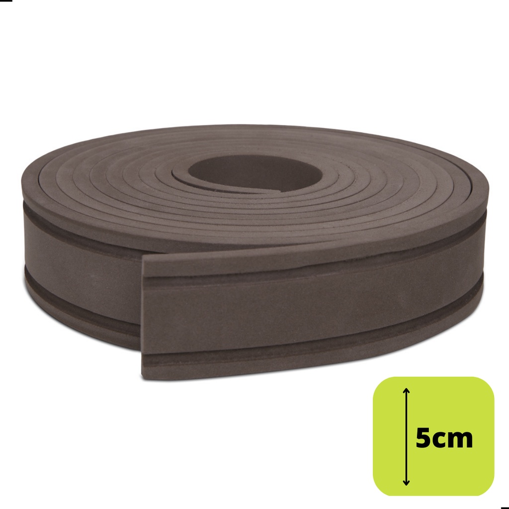 Eva Flexível 5cm - Rodapé Moldura Autocolante Boiserie Roda Meio 10 metros 5c2-marrom