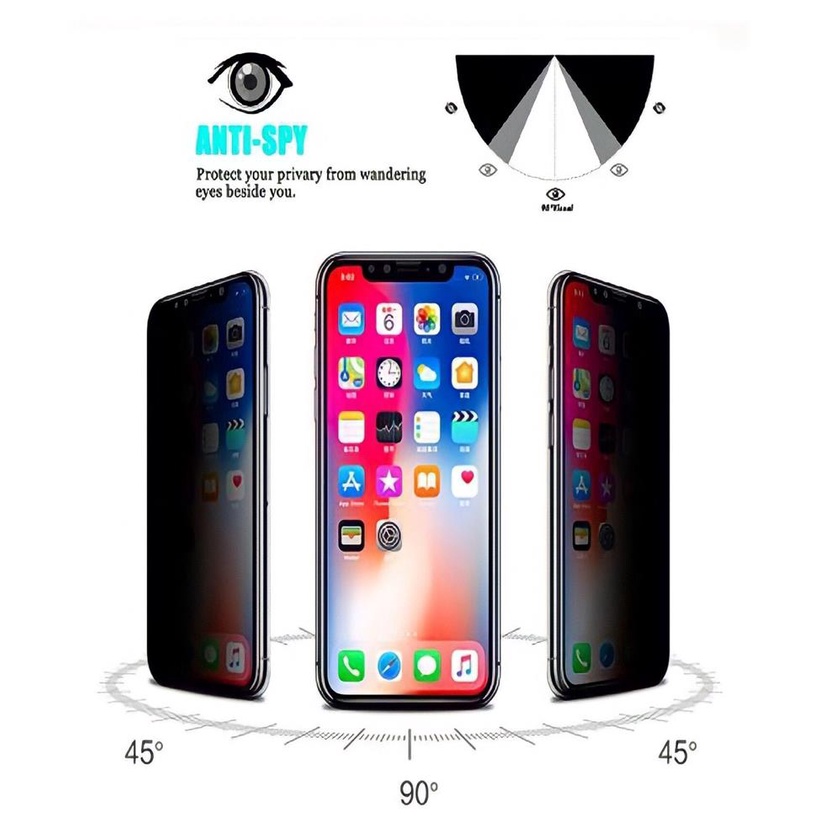 Película Celular Vidro 3D Privacidade Anti Espionagem Compatível iPhone 14 / 13 / 13 Pro