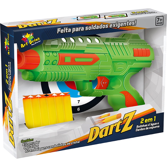 Lança Dardos 2 em 1 Dardos de Espuma Arminha Bolinhas De Gel Brinquedo Tiro ao Alvo Dart Z