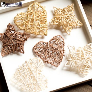 QJ Artificial Rattan Star Heart Straw Ornament Pendant Casamento Casa Natal Decoração Foto Adereços