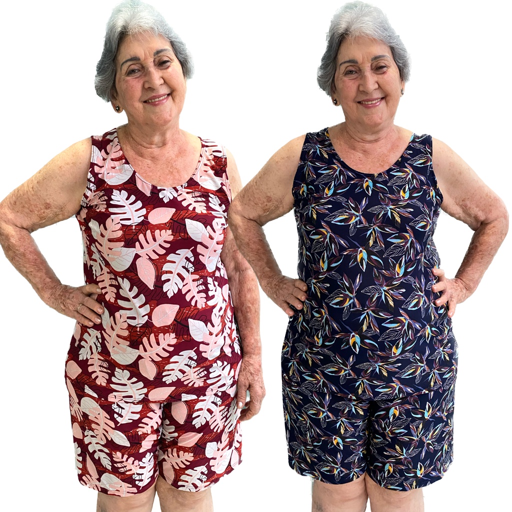 Kit 2 Conjunto Plus Size Feminino Senhora Liganete em Oferta na Shopee