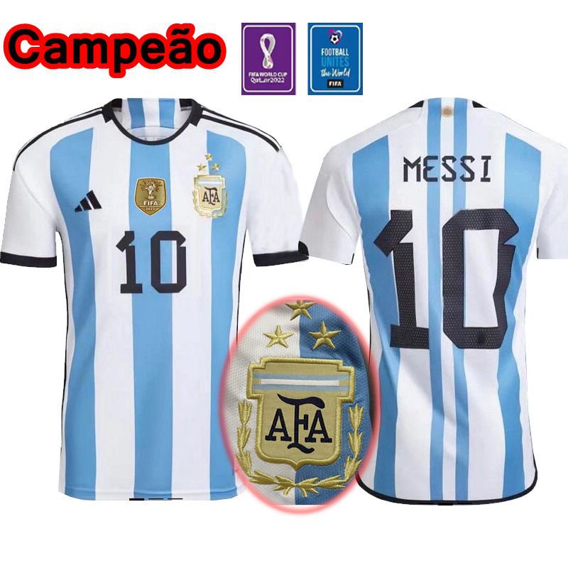 S-4XL 2022 Argentina Jersey ULA Fãs Versão : São 3 Estrelas MESSI Homem Camisas De Futebol