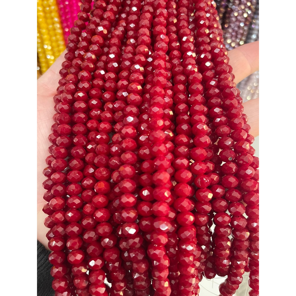 Kit 5 Fios Cristal Vermelho 8mm Multifacetado Tendencia Elegante