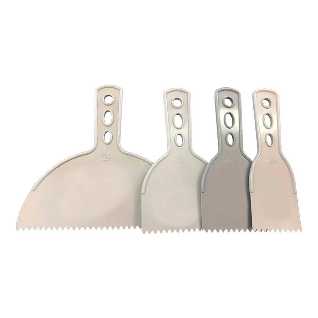 Kit C/ 04 Pc Espátula Plástica Dentada - P/ Resina Ou Massa