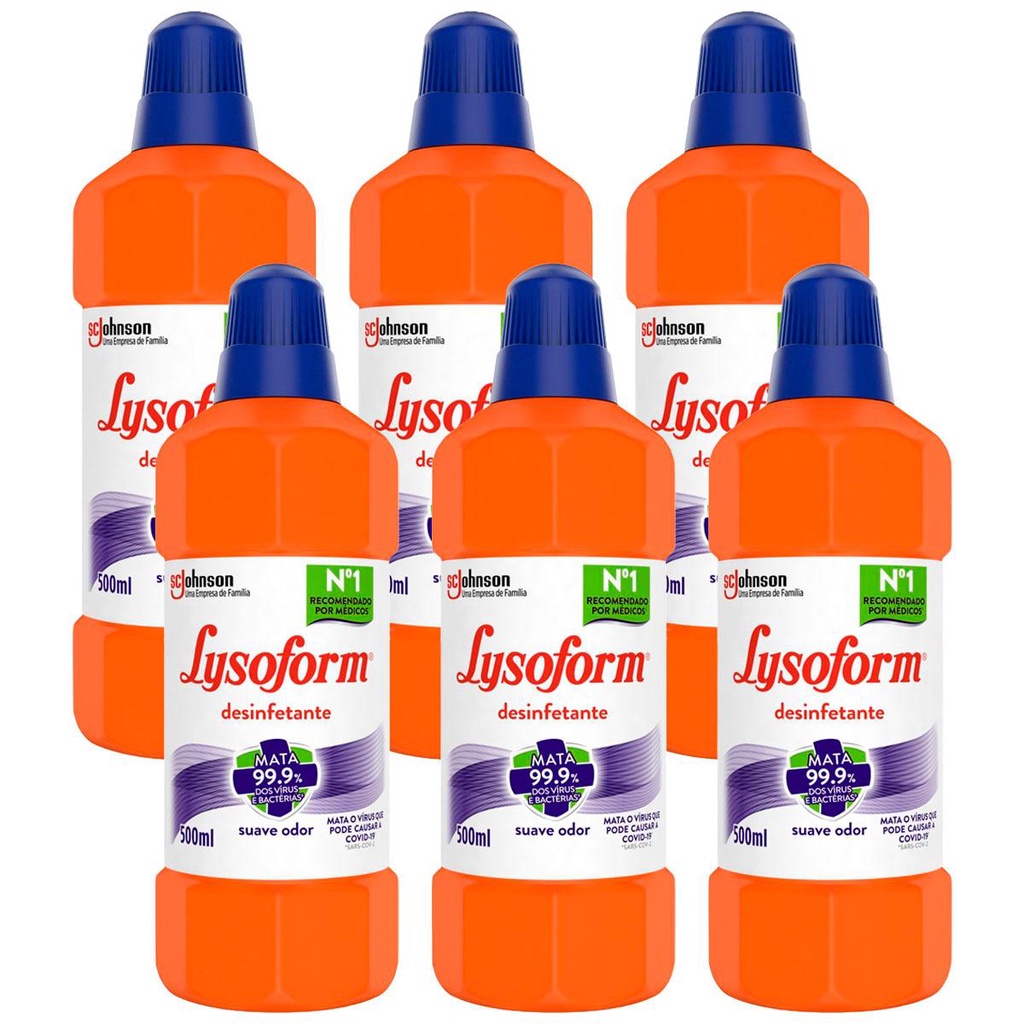 Kit 6 Desinfetante Lysoform Uso Geral Suave Odor 500ml - Home & Living