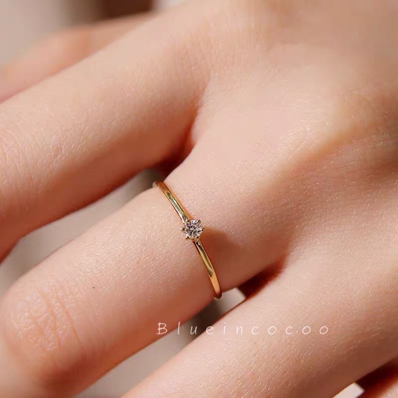 Anel Feminina Solitário 1.5mm/2mm /4mm Dourado e Prata em Aço inox 316L