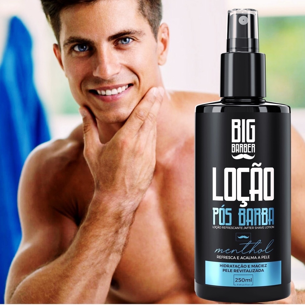 Loção Pós Barba Menthol 250ml Big Barber Profissional Refrescante Perfumado Hidrata Pele