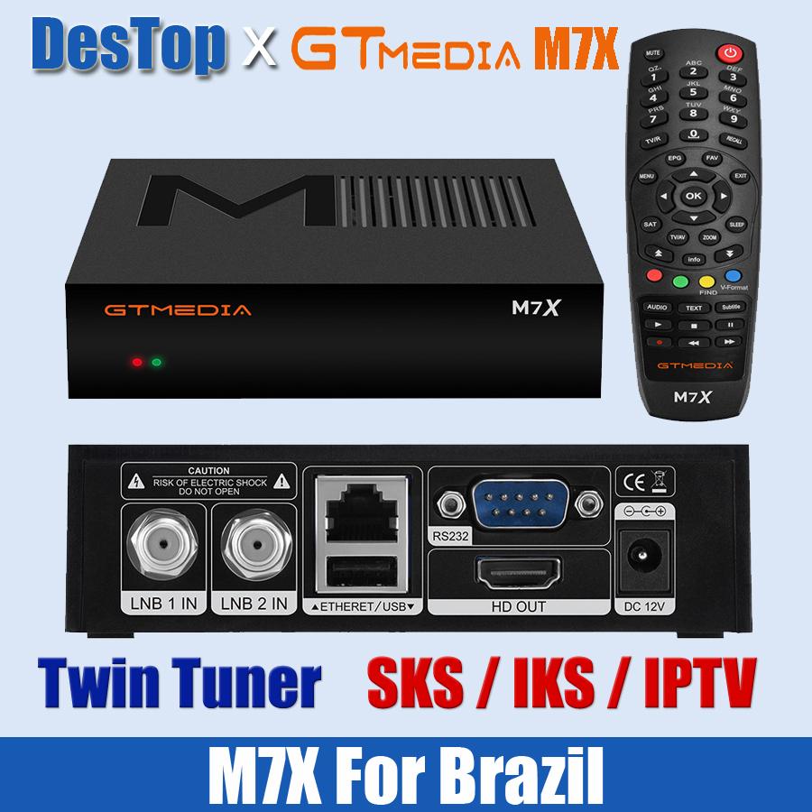 Receptor wifi Decodificador stb Principal hevc-S2 1080p hd Satélite SKS/IKS DVB gtmedia m7x Afinador Duplo 8 Perfil Construído Em 2.4g