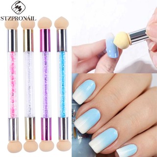 Esponja De Unha Degradê Com Ponta Redonda/Strass Para Manicure /