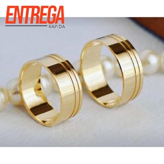 Aliança frisada o par banhada a ouro