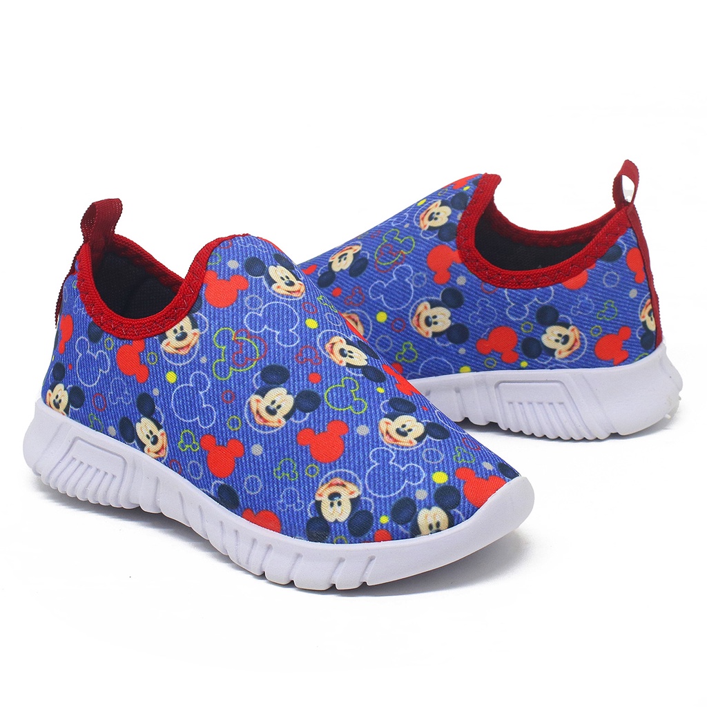 Tênis Infantil Escolar Calce Facil Leve Confortável Mouse Azul