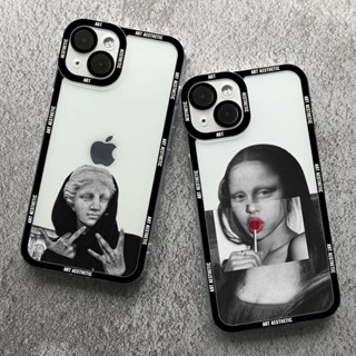 Grande Arte Estética David Mona Lisa Capa Para iPhone 14 13 12 11 Pro Max XS X XR Proteção Da Lente À Prova De Choque Macia