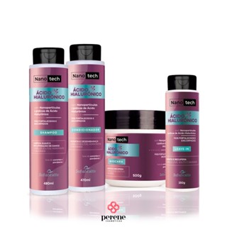 Kit Capilar Nanotech Ácido Hialurônico - Shampoo + Condicionador + Máscara + Leave-in + Máscara Noturna