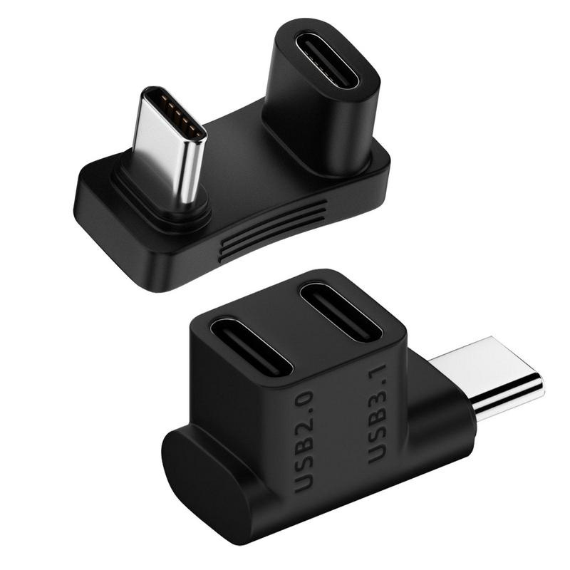 Adaptador Type-C Ângulo Reto 2 em 1 Macho-Fêmea | Compatível com Steam Deck e ROG Ally - Acessório para Console