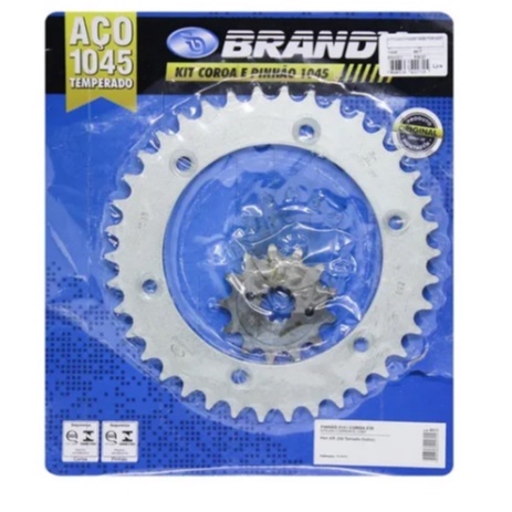 Kit Coroa E Pinhão Honda Xr 250 Tornado Aço 1045 Brandy  Coroa: 38 dentes Pinhão: 13 dentes