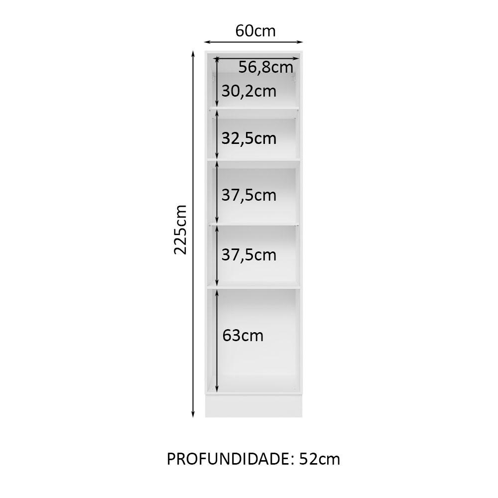 Detalhes do Paneleiro Armário de Cozinha 60 cm 3 Portas Branco/Preto Glamy Madesa