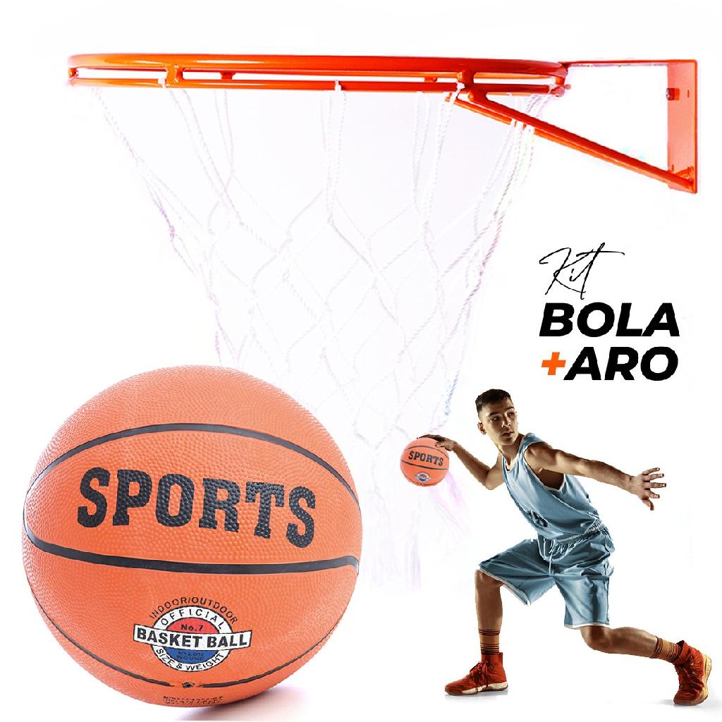 Aro Cesta de Basquete Aço Reforçado + Rede Chuá + Bola Nº 7 Oficial