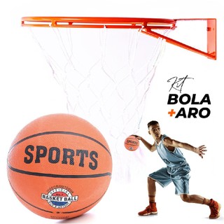 Aro Cesta de Basquete Aço Reforçado + Rede Chuá + Bola Nº 7 Oficial