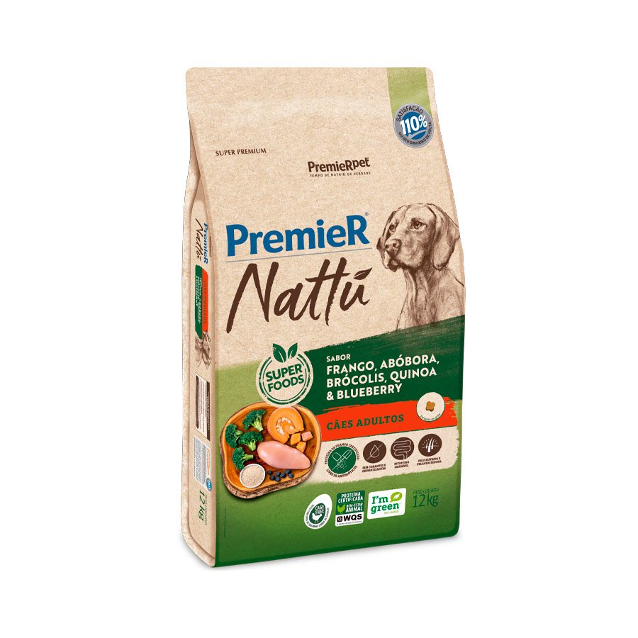 Ração Premier Nattu Cães Adultos Abóbora 12kg em Oferta na Shopee