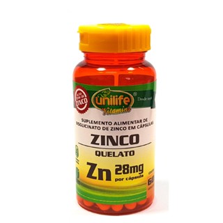Zinco Bisglicinato Quelato Unilife 60 Cápsulas