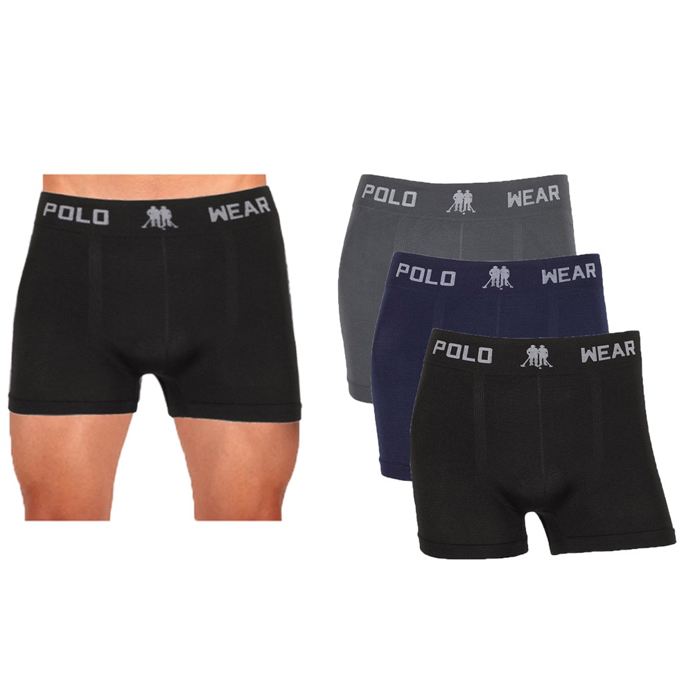 3 Unidades Cuecas Boxer Polo Wear Lisa Microfibra - Men Clothes