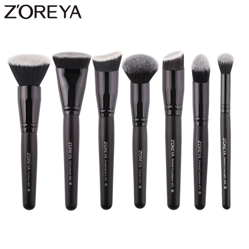 ZOREYA Pincéis Pretos De Maquiagem Set Eye Face Cosmetic Foundation Powder Blush Eyeshadow Kabuki Mistura Pincel De Beleza Ferramenta