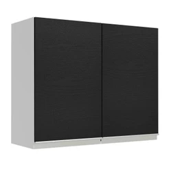 Armário de Cozinha Aéreo 80 cm 2 Portas Branco/Preto Glamy Madesa