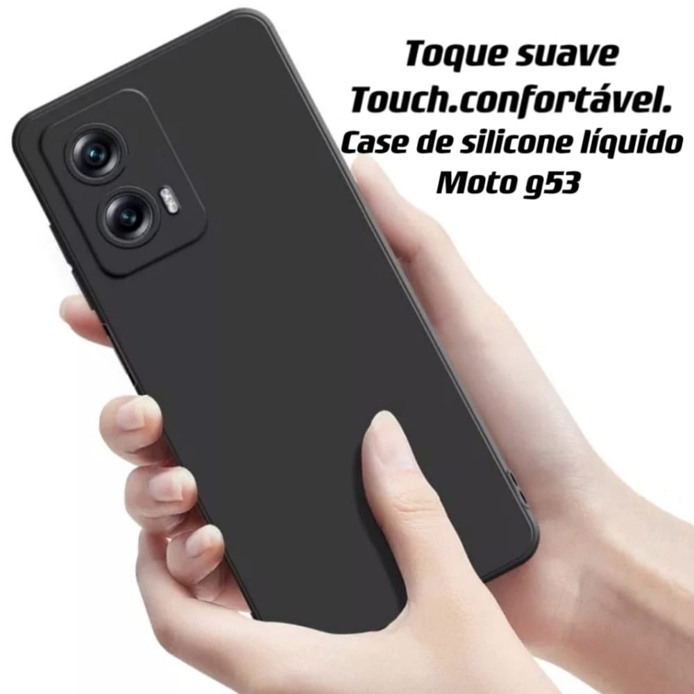 3en1 Case capa capinha funde silicone líquido macio case motorola moto g53 película Vidro 3d +câmera