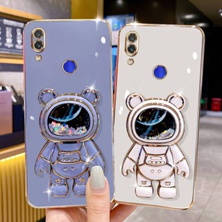 Capa De Telefone Celular Eletroplatada De Luxo Para Xiaomi Redmi Note 7 Pro 7 Com Suporte De Astronauta De Areia Movediça