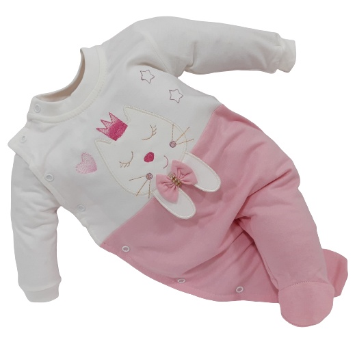 Macacão Longo Bebê Menina Chuquinha Baby Luxo Bordado 88002
