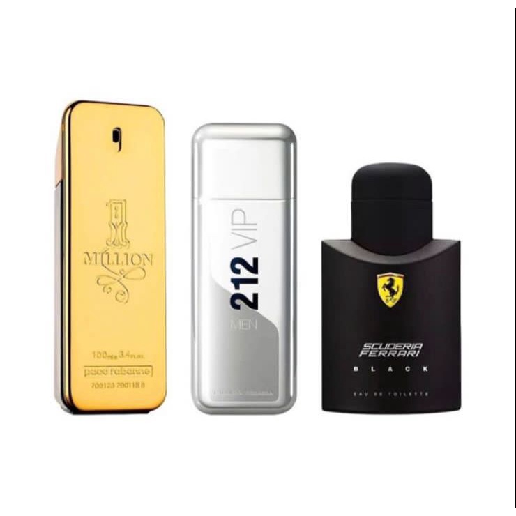 Kit Perfumes Masculinos Vip Men Ferrari Black E One Million Escorrega O Pre O