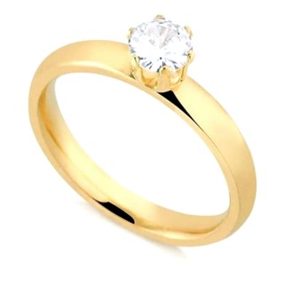 Anel Feminino Moeda Antiga Pedra Zircônia 3mm Solitário Banhado a Ouro 18k Dourado