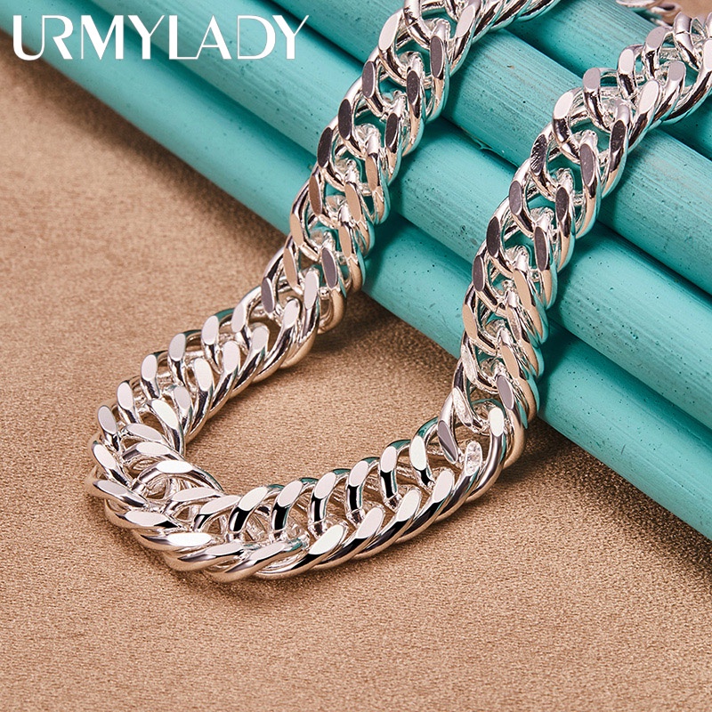 URMYLADY Prata 925 Sterling 10MM Corrente Lateral 20 Polegadas Colar Para Festa De Casamento Feminina Jóias De Moda em Oferta na Shopee