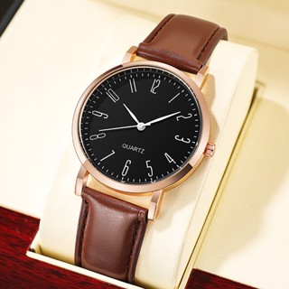 Relógios De Cinto De Couro Homens Moda Pulseira Ultra Fina Numerais De Negócios Quartzo Casual
