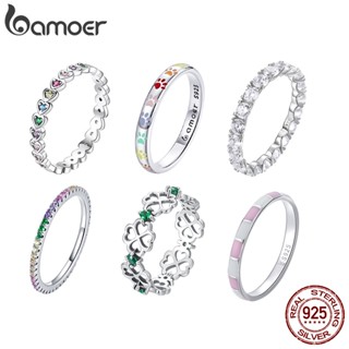 Bamoer 925 Jóias De Moda Com Anel Simples De Prata Para Mulheres Tamanho 9
