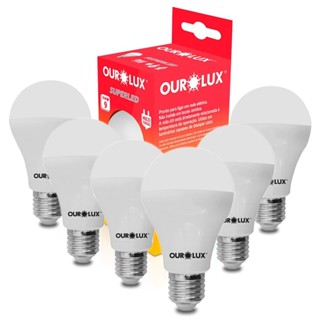 Kit 6 Lampadas Led Bulbo A60 9W E27 Bivolt 3000K Luz Amarela