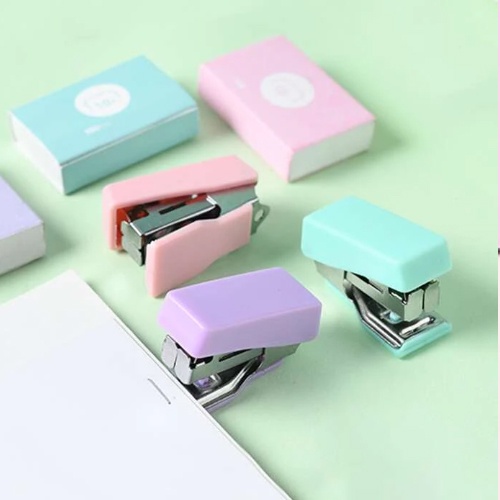 Mini Grampeador De Papel Com Grampos Tons Pastel Papelaria Fofa Office Grampeador e Grampos Pequeno em Oferta na Shopee