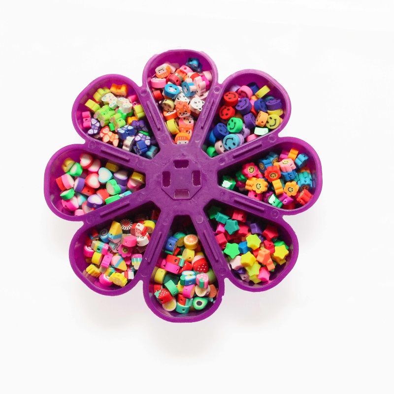 Kit Miçangas De Fimo Diversos + Caixa Organizadora 240 Pç