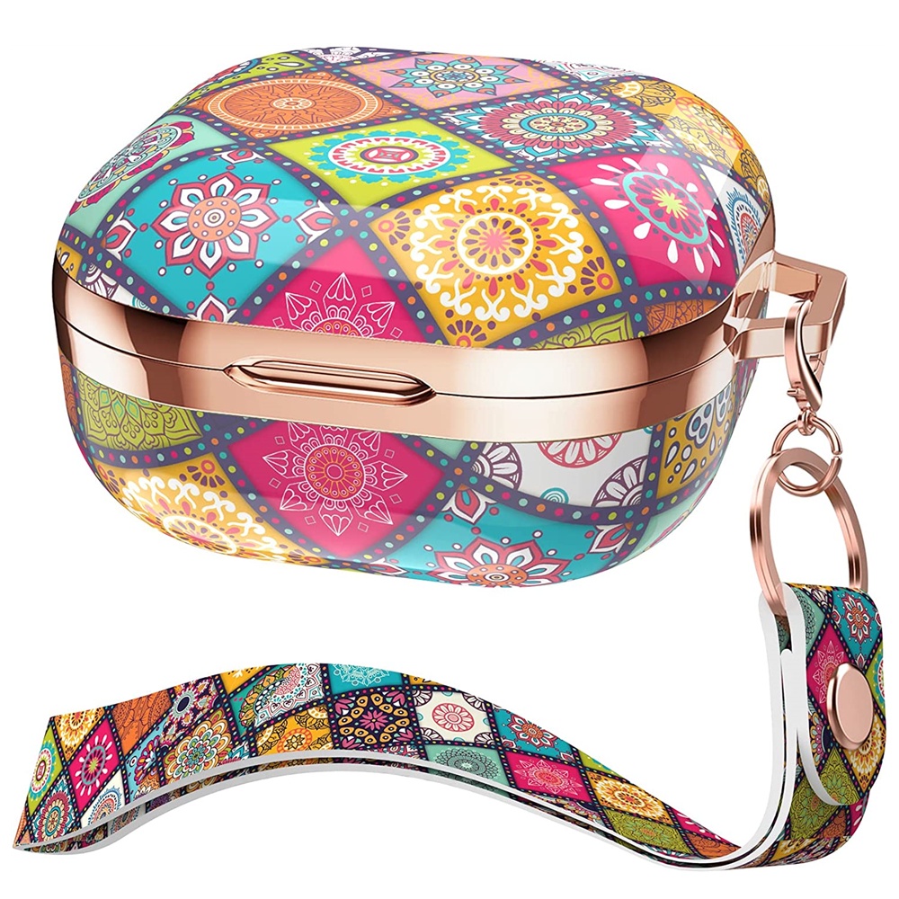 Capa À Prova De Choque Boho Style Plating Case Para Samsung Galaxy Buds 2 Pro FE Stylish Hard TPU Com Lanyard Live