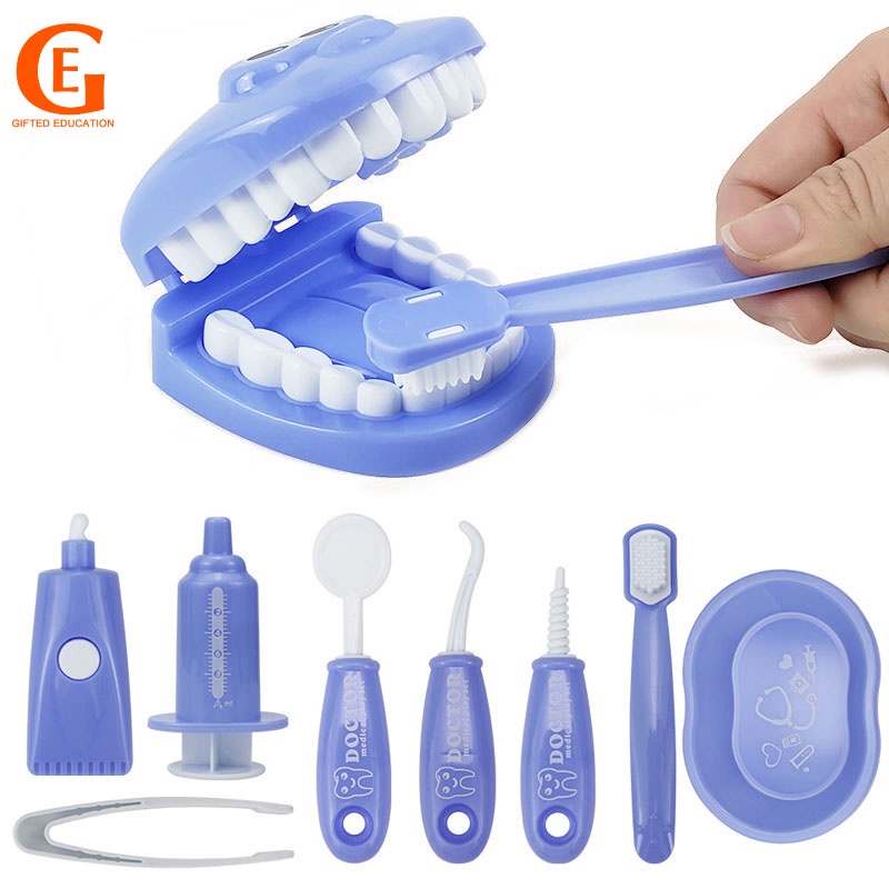9Pcs Crianças Aprendem A Escovar Os Dentes Médico De Brinquedo Finjam Brincar De Jogo Habilidades De Vida Montessori Brinquedos Educativos Precoces em Oferta na Shopee