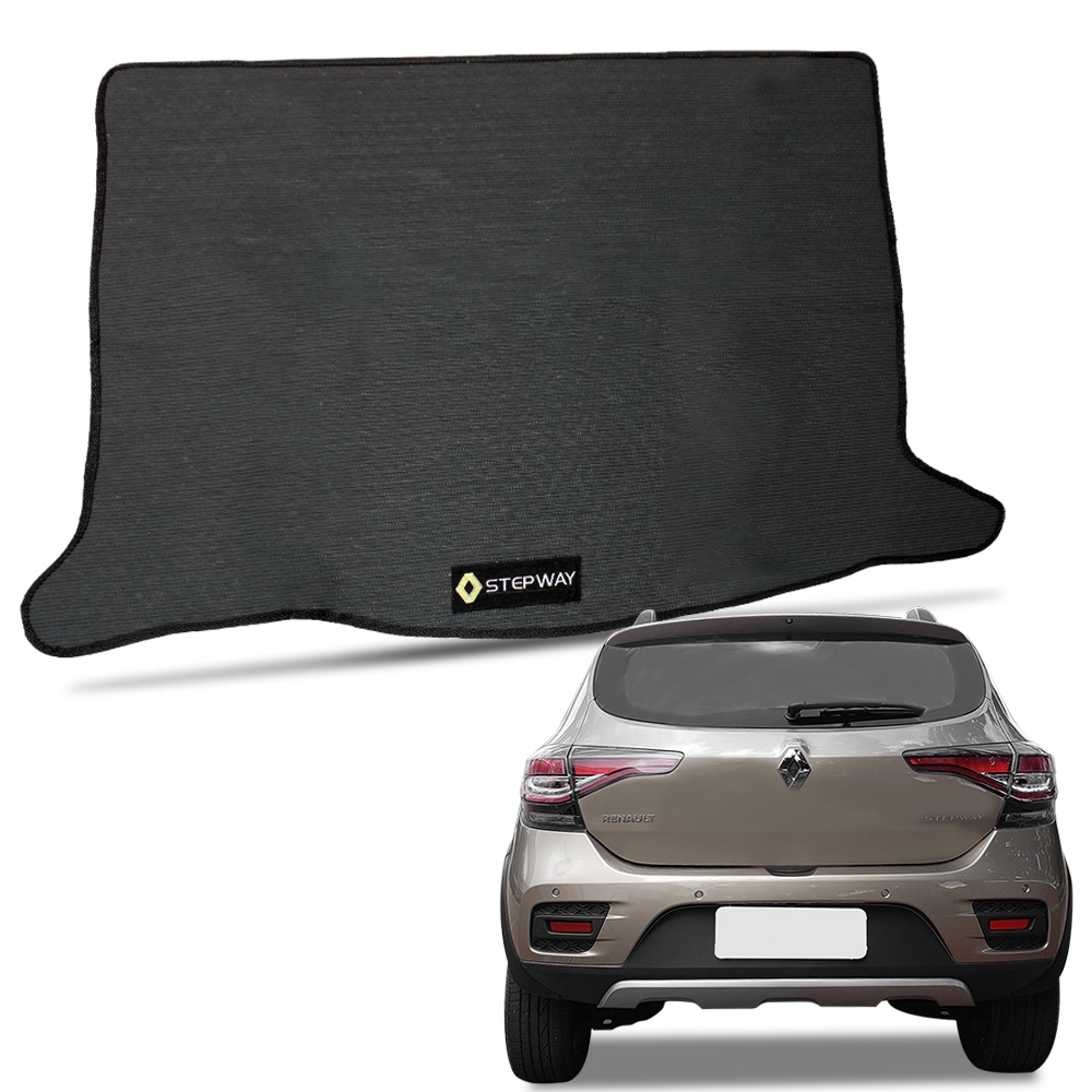 Tapete Porta Malas Sandero Stepway 2014 até 2020 Borracha Impermeável Molde na Medida do Carro