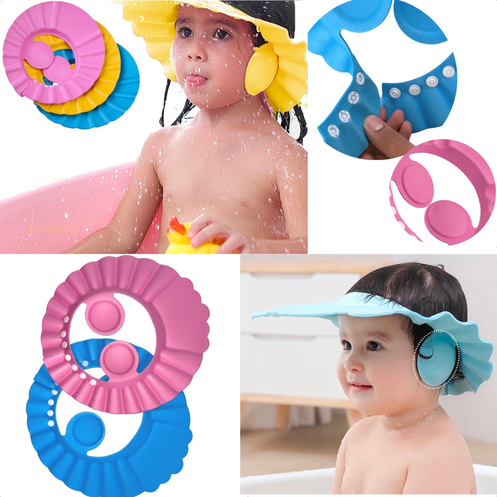 Chapéu Protetor Viseira De Banho Lava Cabeça Para Bebês e Crianças Touca De Banho Segura