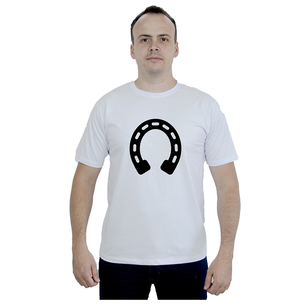 Camiseta Algodão Feminina Masculina Gola Redonda Ferradura