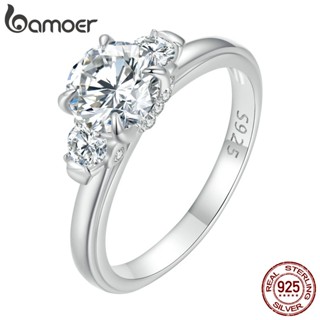 Bamoer 925 Prata 0,5ct Moissanite Ring Jóias Clássicas Moda Para Mulheres MSR023