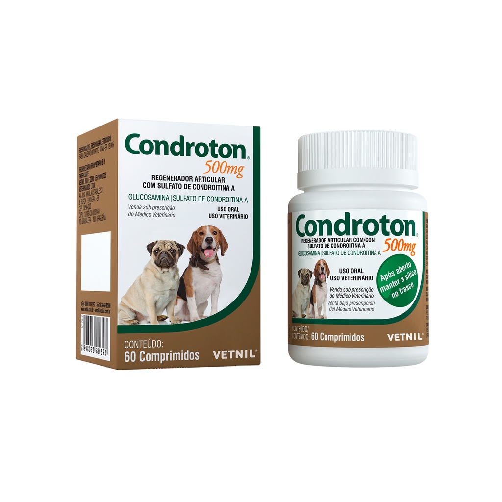 Condroton 500mg 60 Cp Regenerador Articular Para Cães -Vetnil