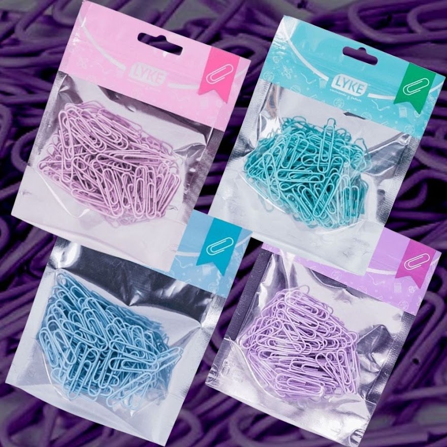 CLIPS PARA PAPEL TOM PASTEL 100 UNIDADES 2/0 33MM ZIPER BAG