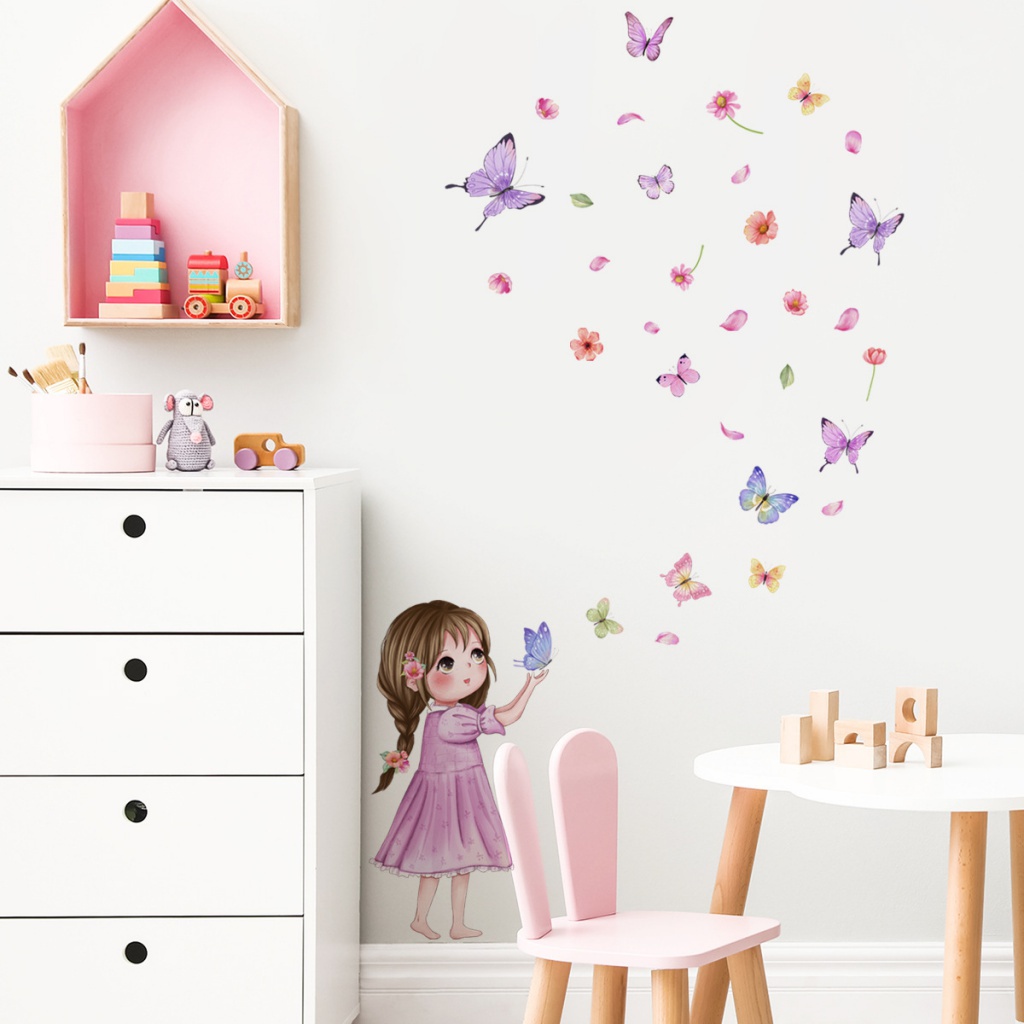 Adesivos De Parede De Borboleta Para Menina Adesivos De Decoração De Parede Para Quarto em Oferta na Shopee