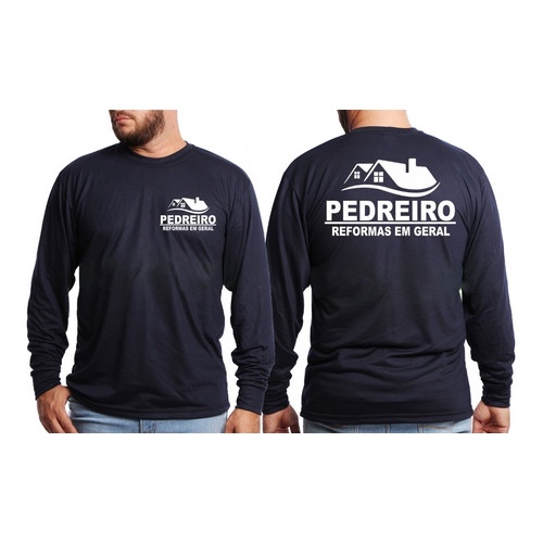 Camiseta Pedreiro Plus Size XGG Manga longa uniforme trabalho