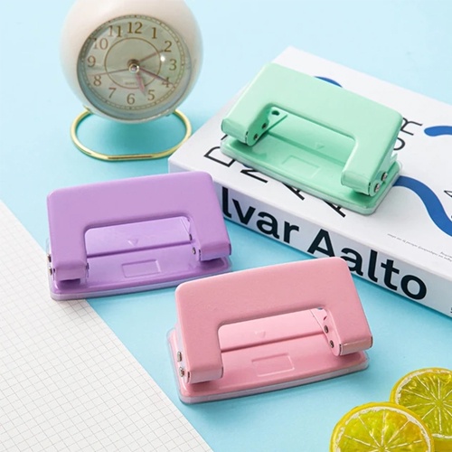 Perfurador Manual De Papel Furo Duplo Tons Pastéis Rosa Lilás Verde em Oferta na Shopee
